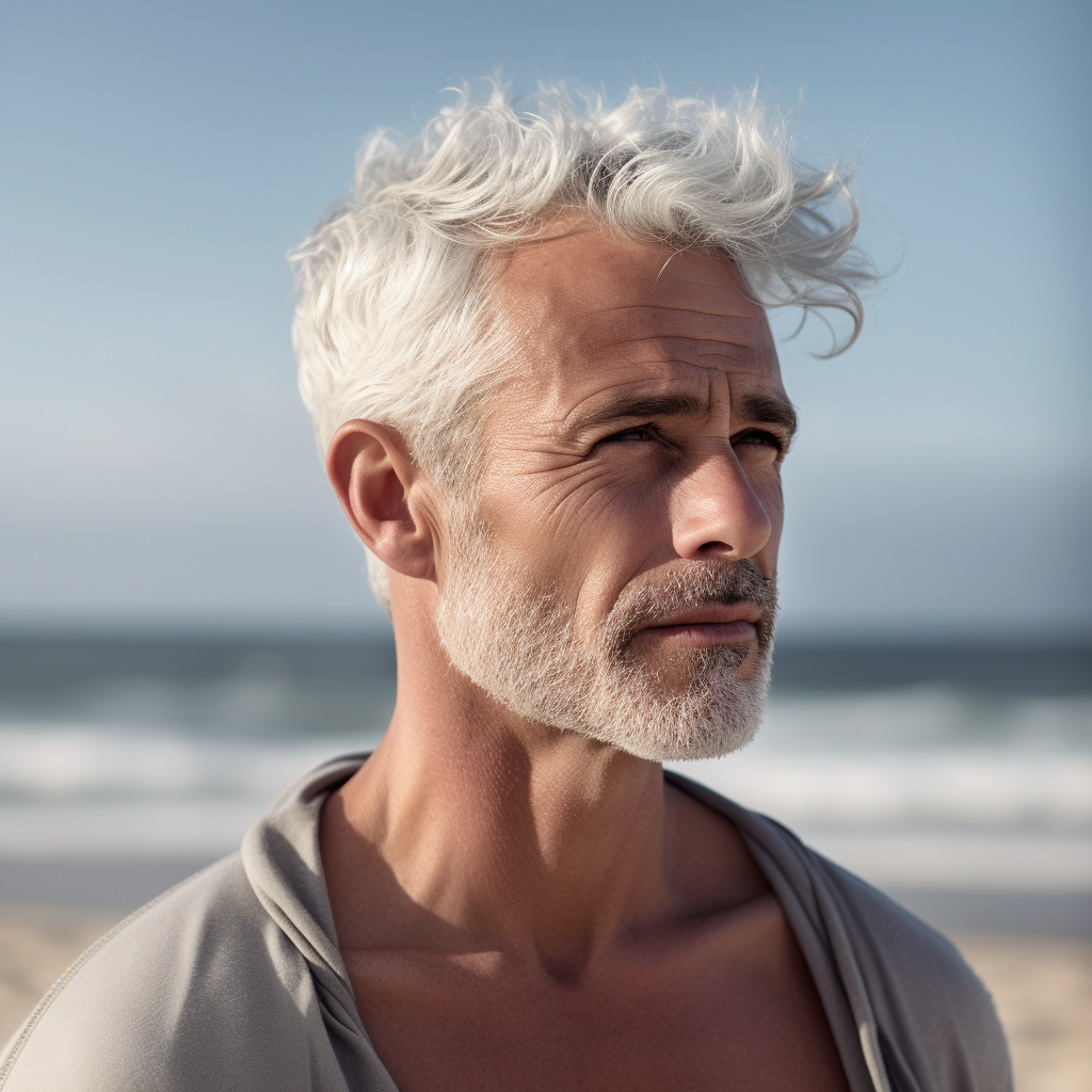 55 Year Old Man at Beach