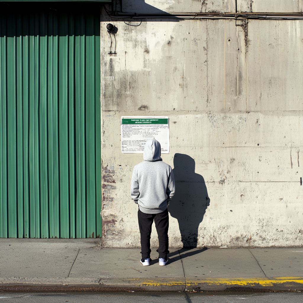 6-foot tall person in grey hoodie, head obscured.