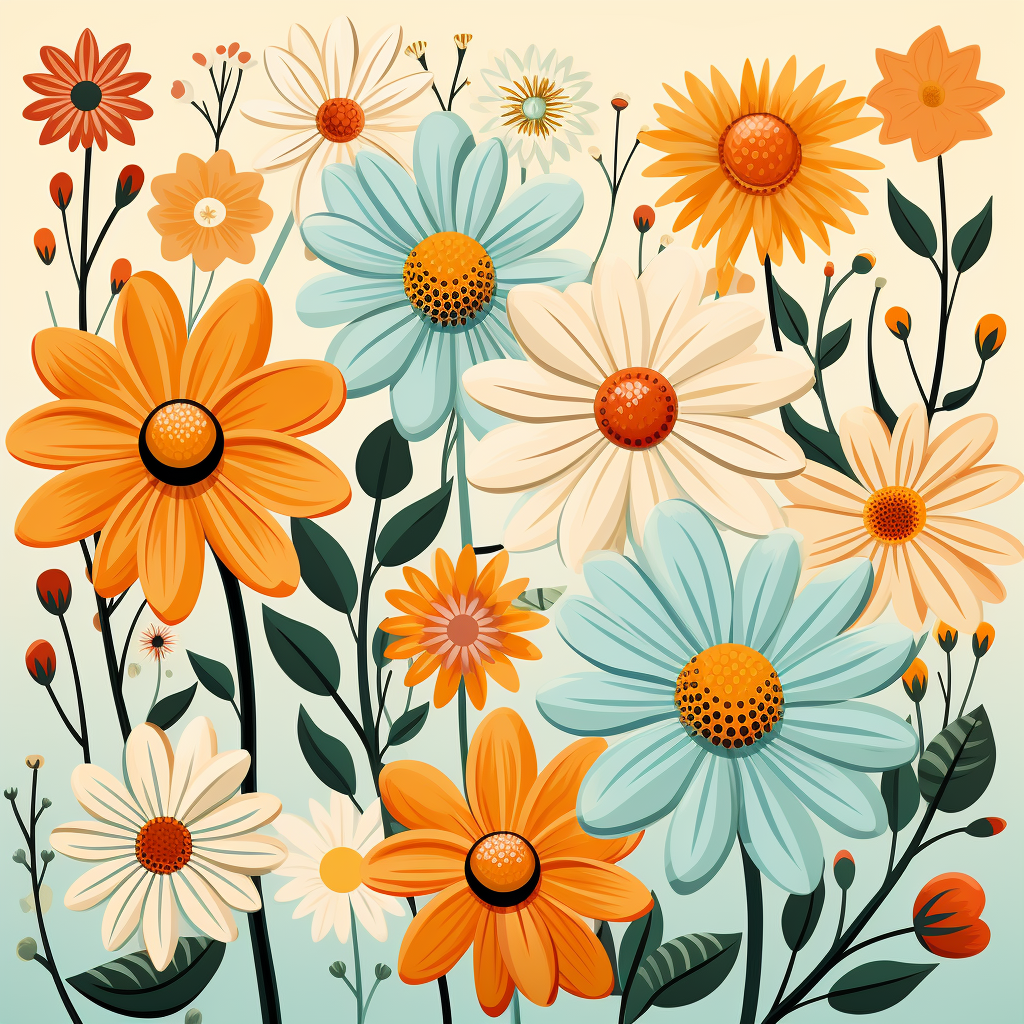 Beautiful 60's daisies and flowers