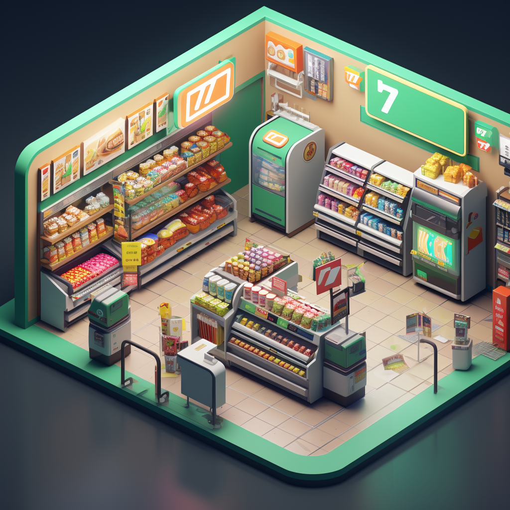 Interior of 7-11 convenience store