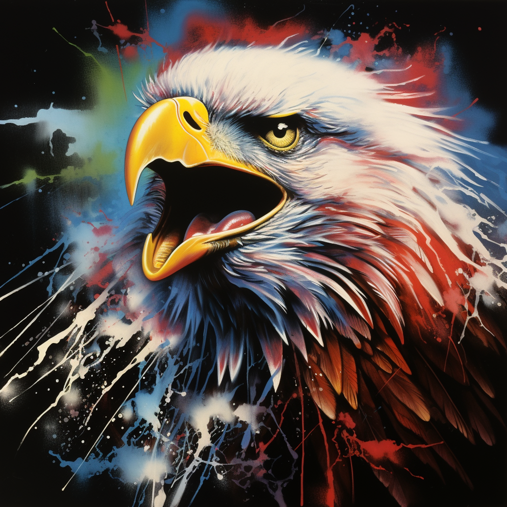 Colorful 70s airbrush eagle artwork