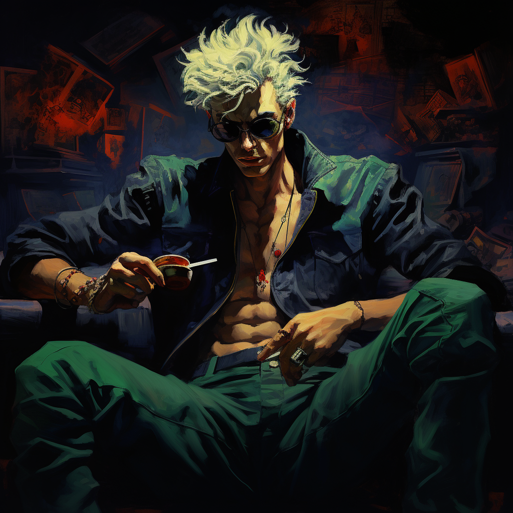 Spike from Cowboy Bebop in 70s Dark Fantasy Art