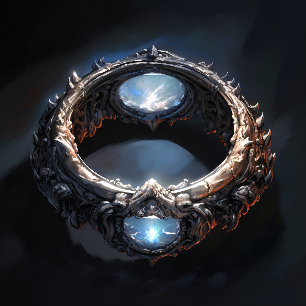 Dark fantasy powerful ring with glowing crystal