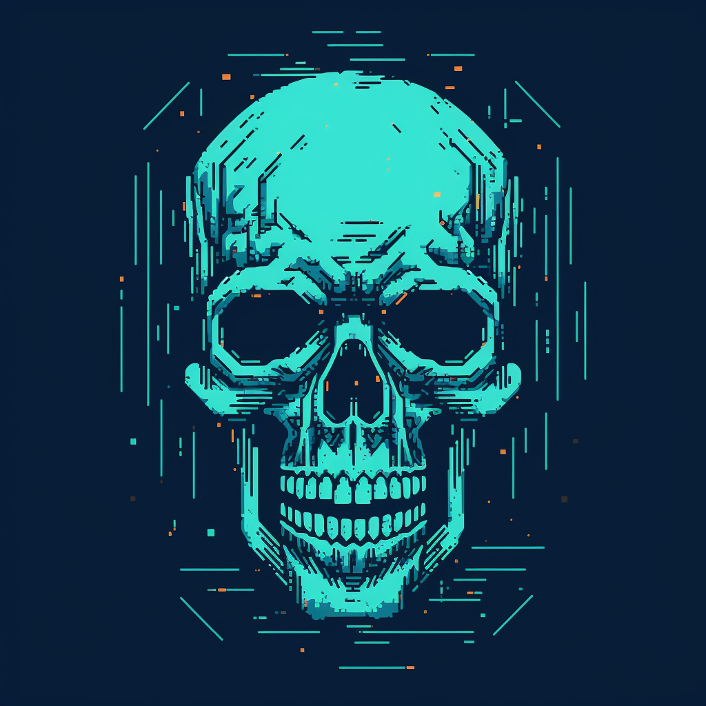 8 Bit Skull Flat Logo ASCII Art