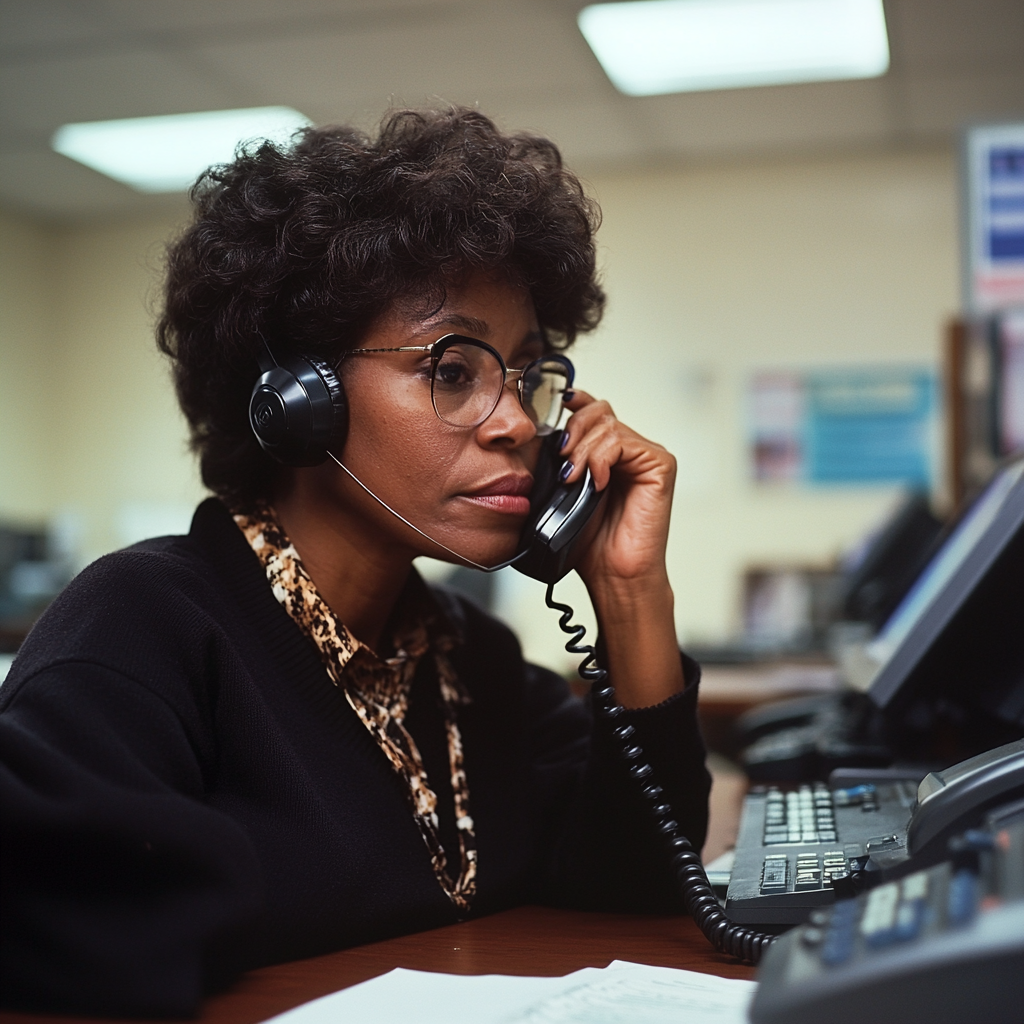 80's Black Mom Office Telephone Business Call Fuji Superia X-TRA 400 Photo