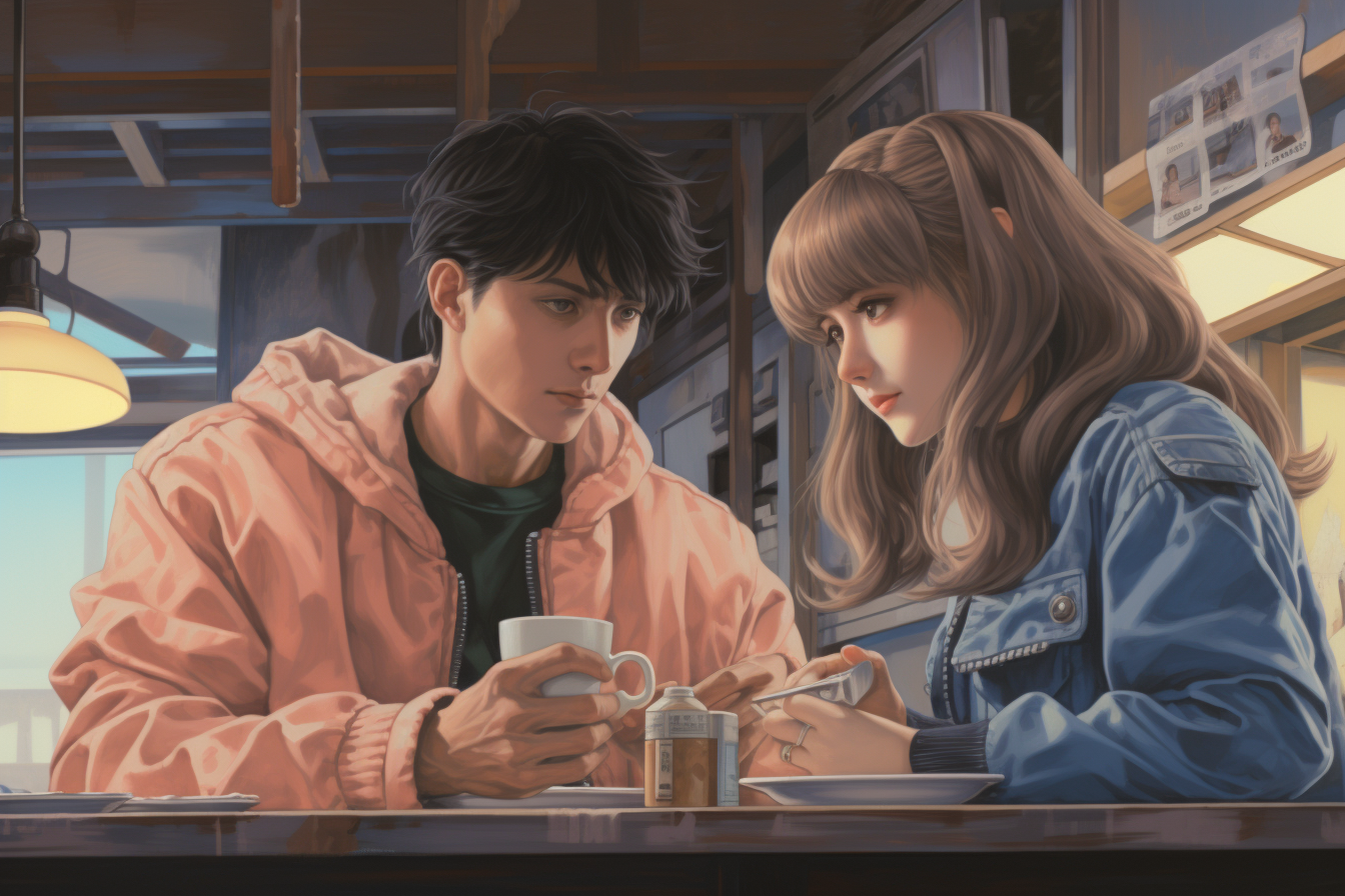 80s anime coffee shop retro fashion