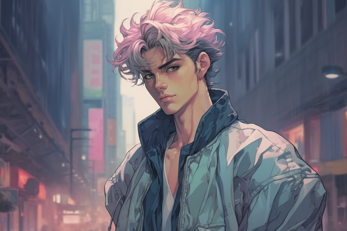 80s Anime Male Cyberpunk Protagonist Retro Fashion