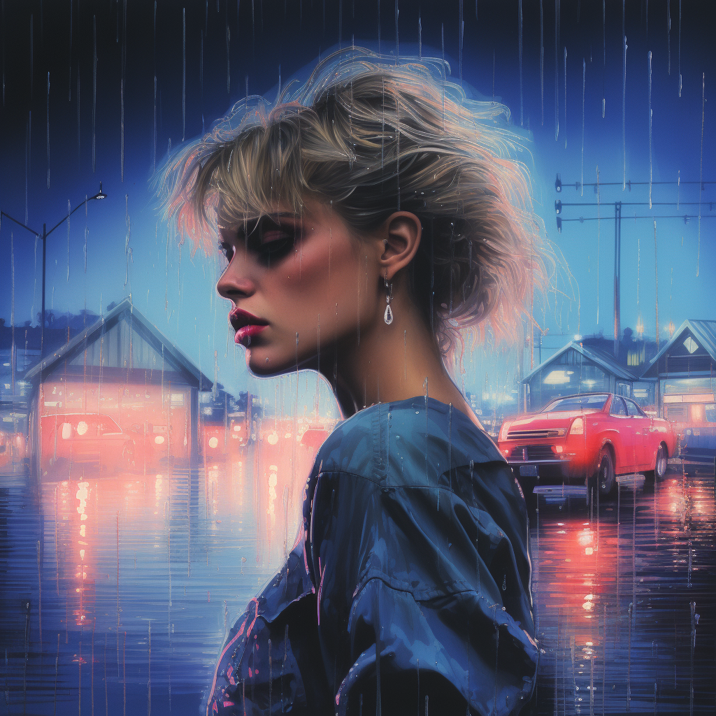 Rainy 80s New Wave Album Cover