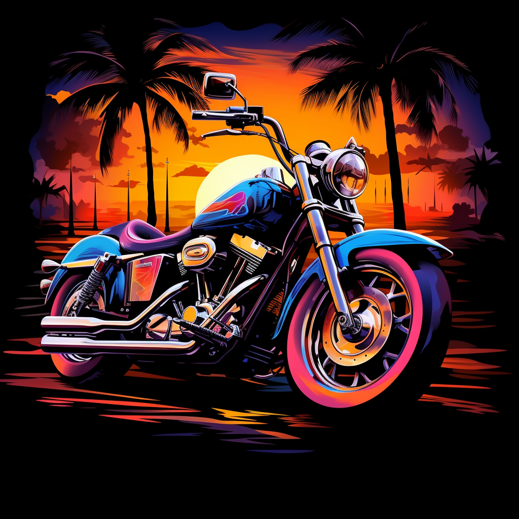 Harley Motorcycle in 80s Rock n' Roll Style