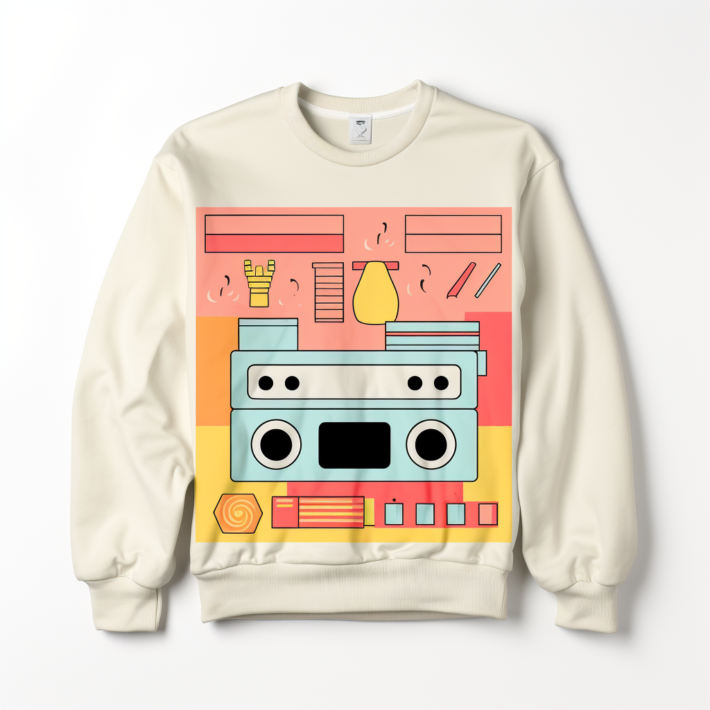 Stylish 80s sweater on white background