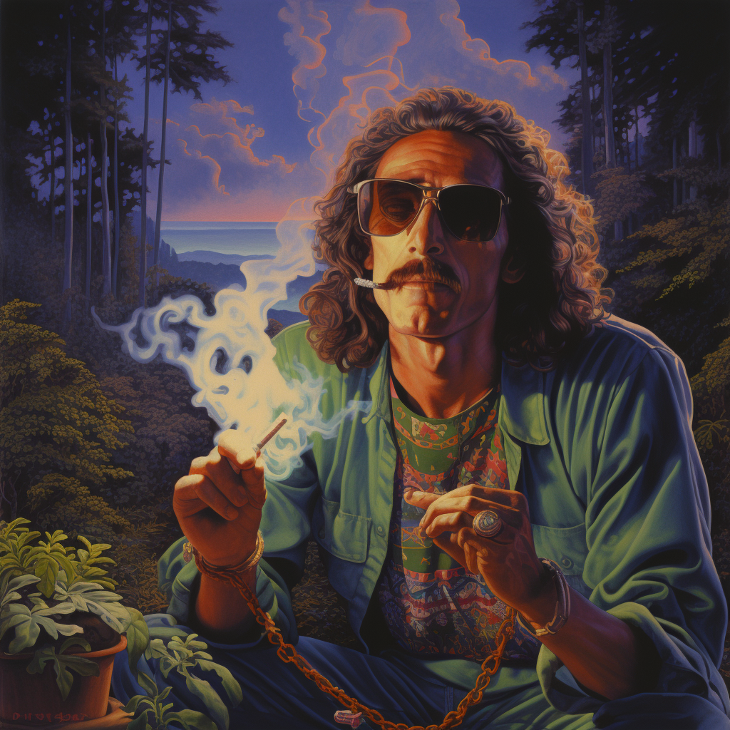 Man smoking weed in 1980s