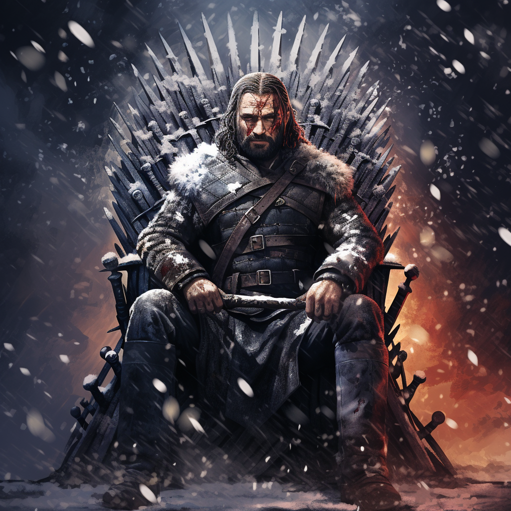 The Hound on Iron Throne in 80s style