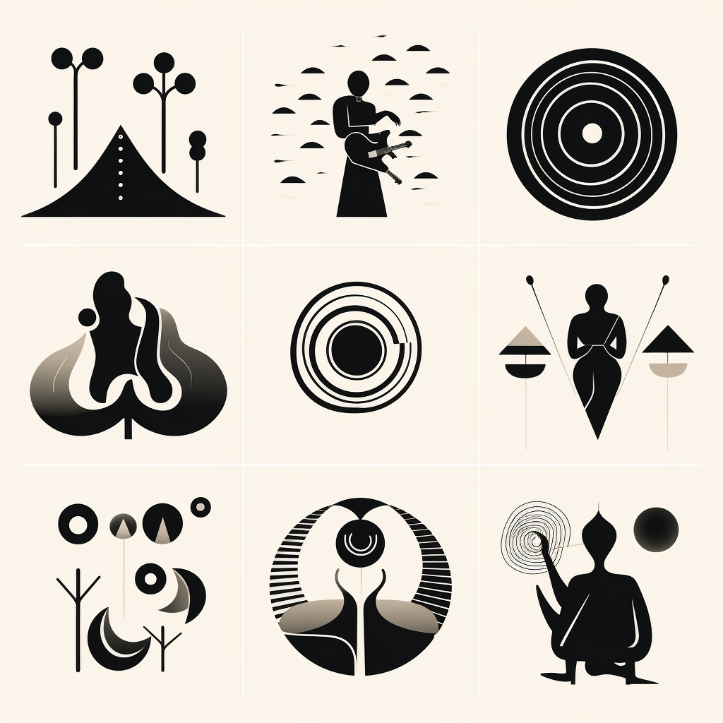 9 Icons Celebrating Folk Music Voices in Abstract Style