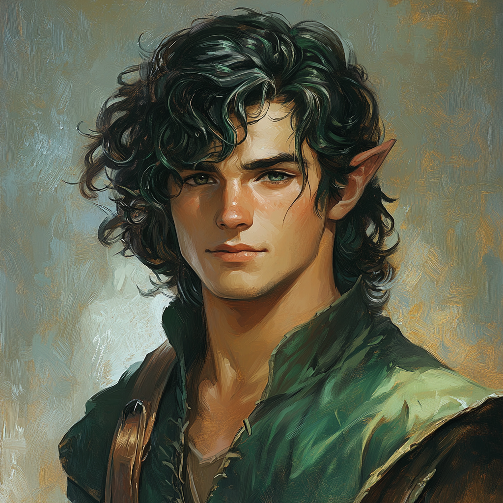 A 16-year-old bard with green hair portrait