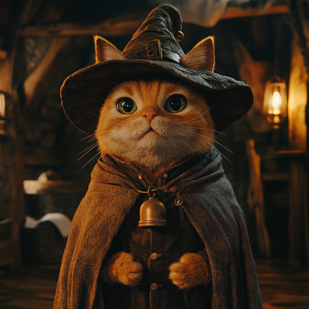 A 1950s Wizard Cat in Cozy Cabin