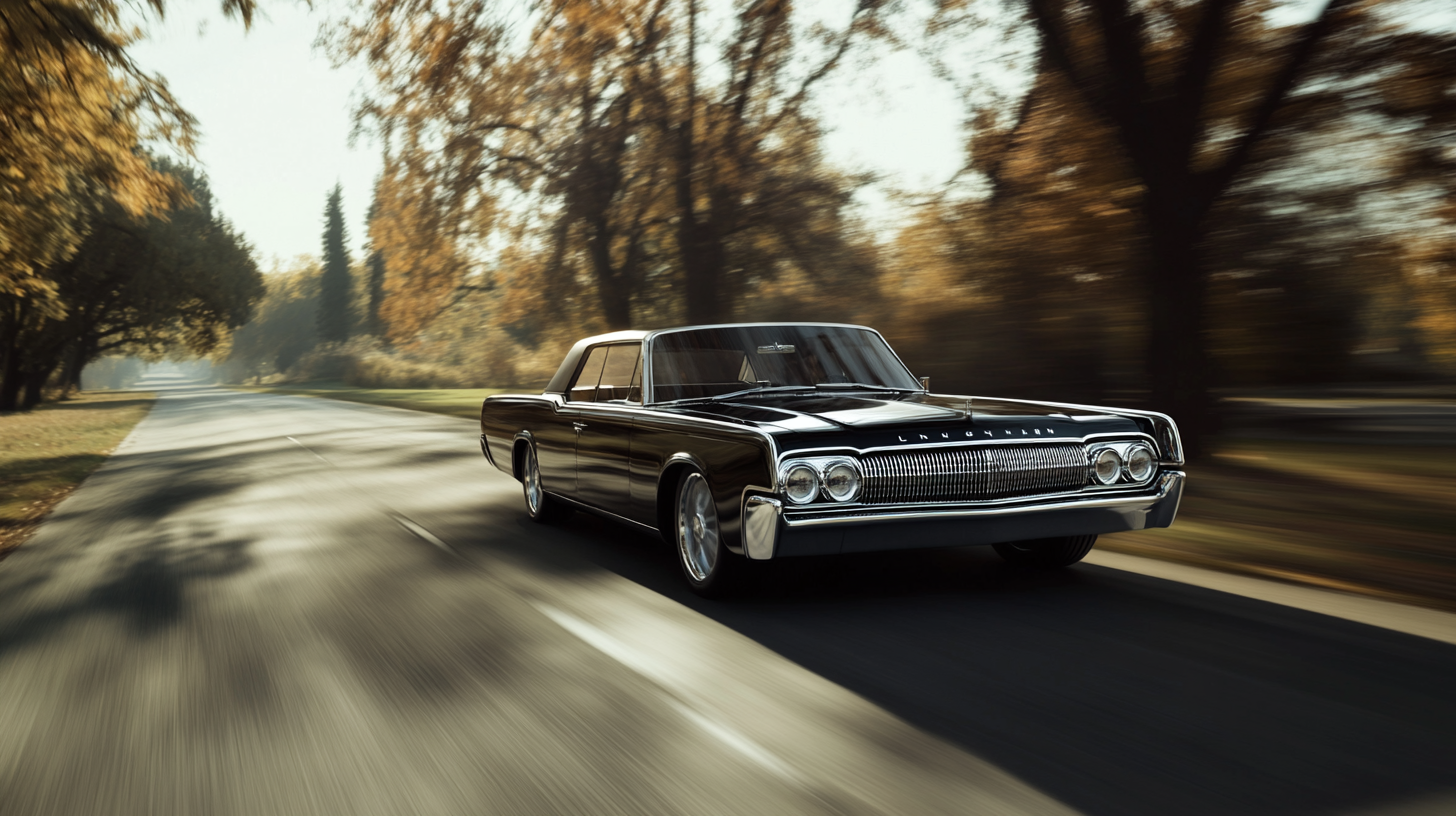 A 1965 Black Lincoln Continental on the Road