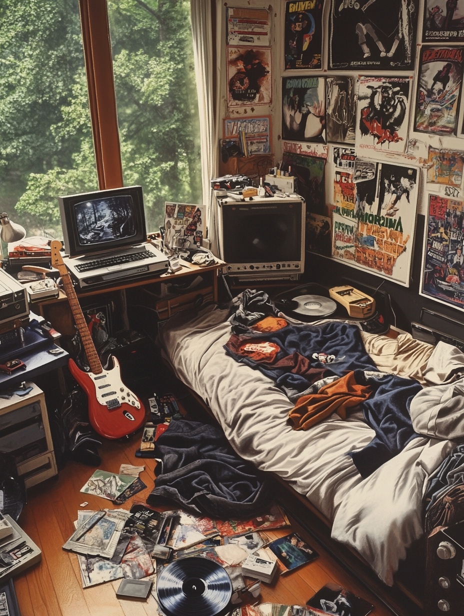 A 1980s Teenage Boy's Room: Guitar, Games, Bands