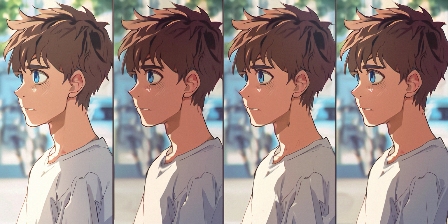 A 20-year-old man in anime style clothes