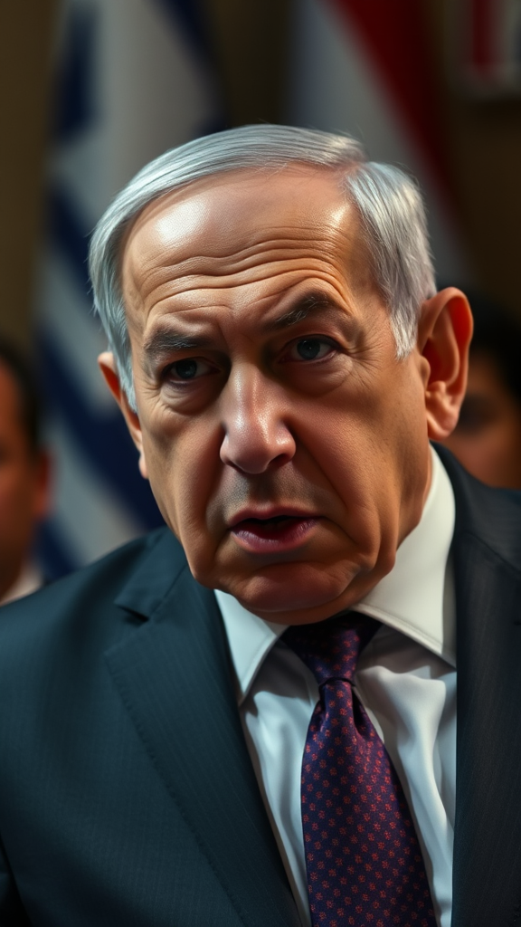 A Angry Benjamin Netanyahu in the picture