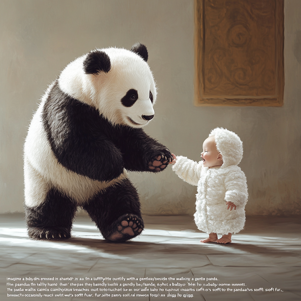 A Baby and Panda Bond Through Friendship.