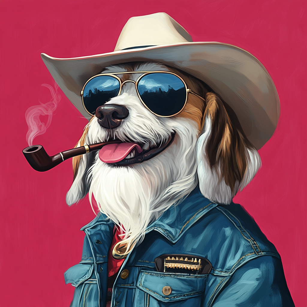 A Beagle Cowboy in Denim and Aviators Portrait