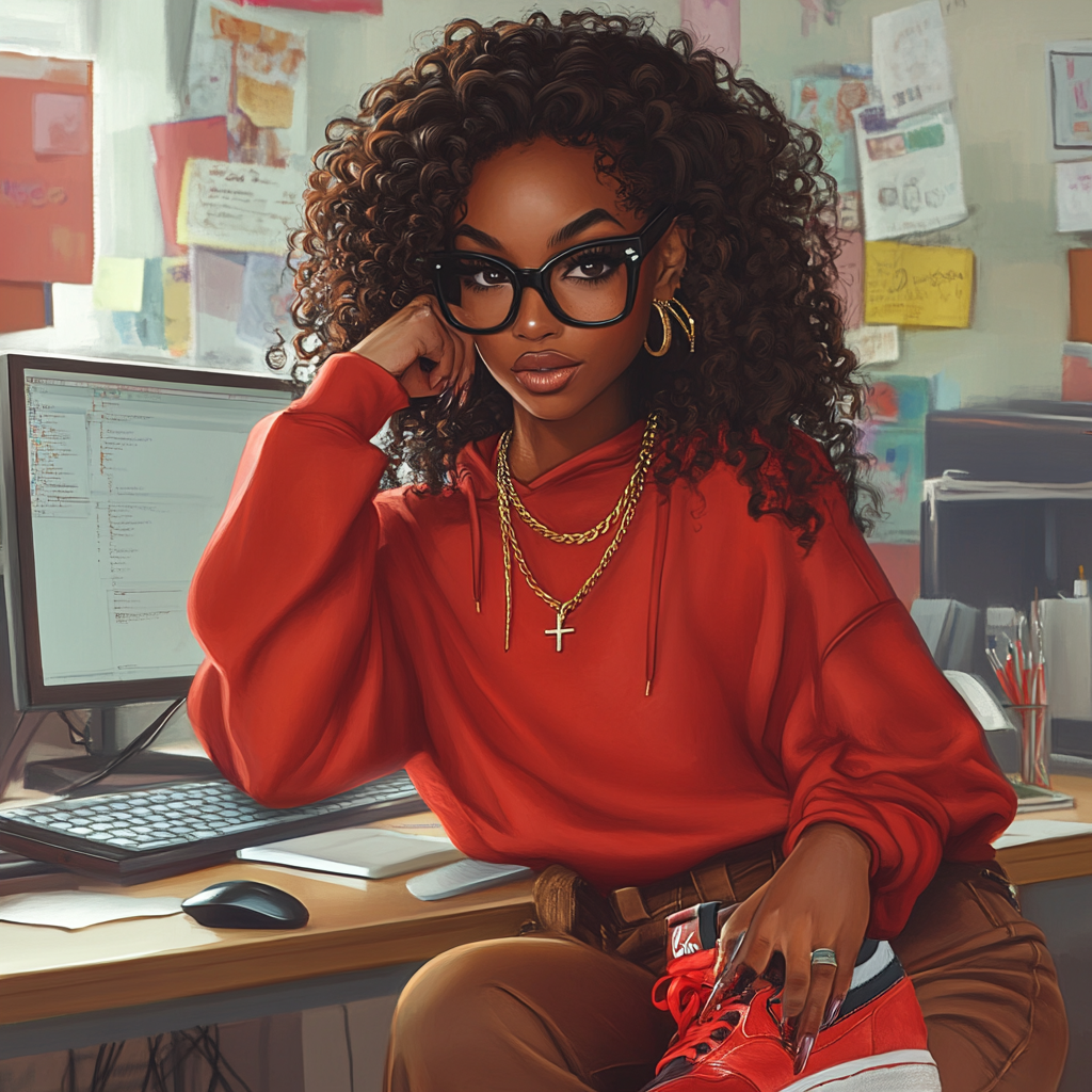 A Beautiful African American Woman in a Classroom