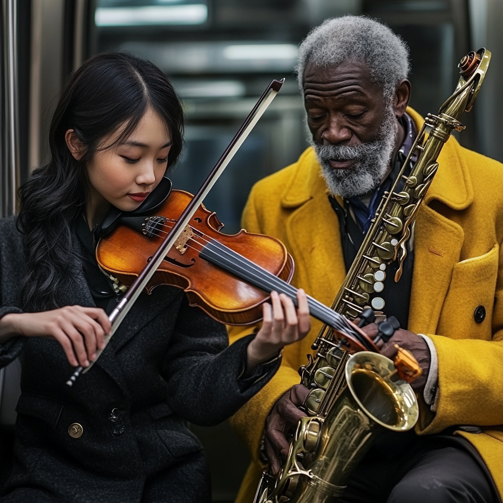 A Beautiful Asian Girl and an Old Man