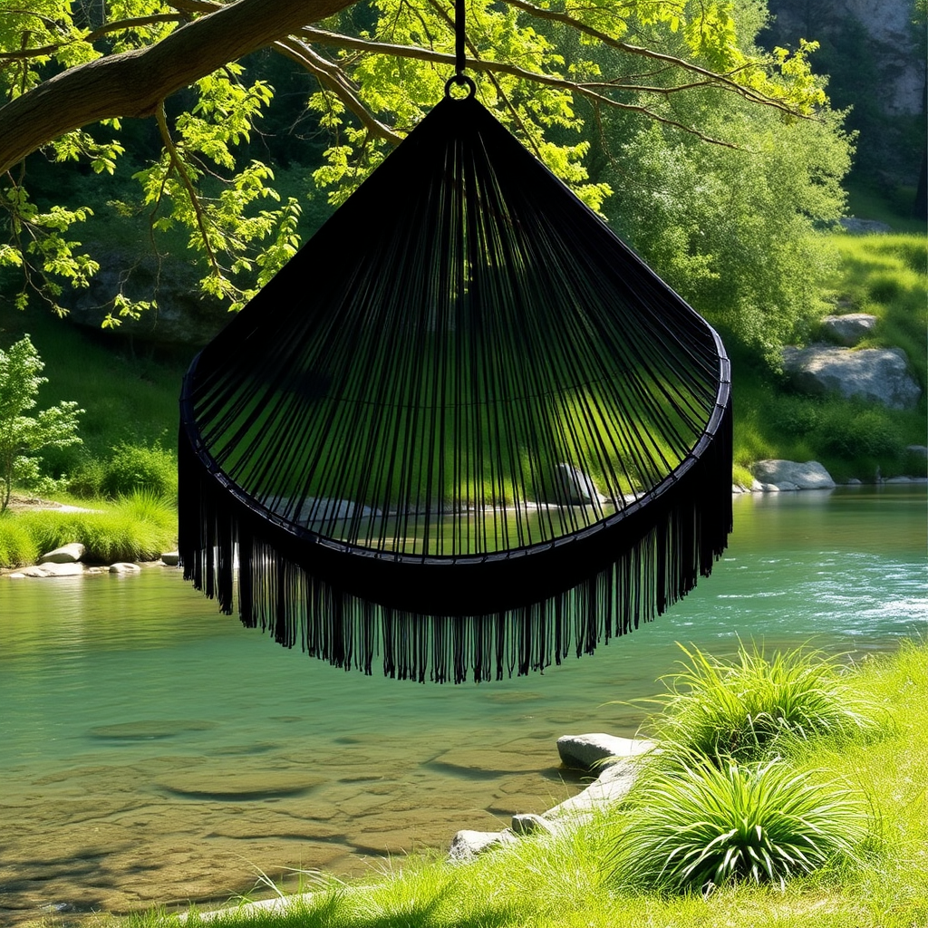 A Beautiful Black Swing by the River