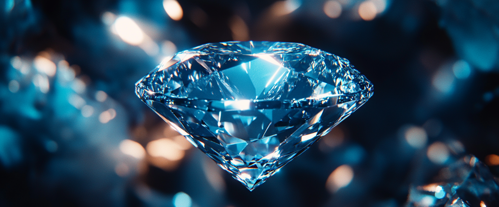 A Beautiful Blue Diamond Sparkling in Background