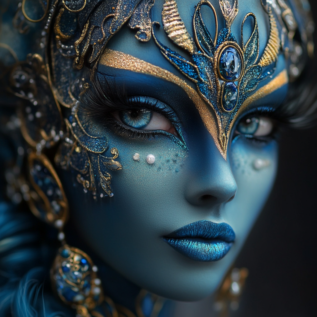 A Beautiful Blue Water Genasi Female Courtesan