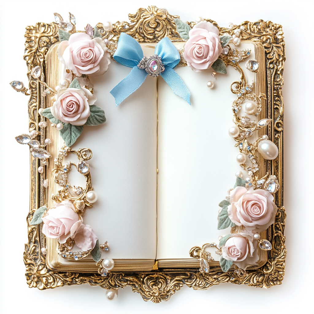 A Beautiful Book with Roses and Jewels