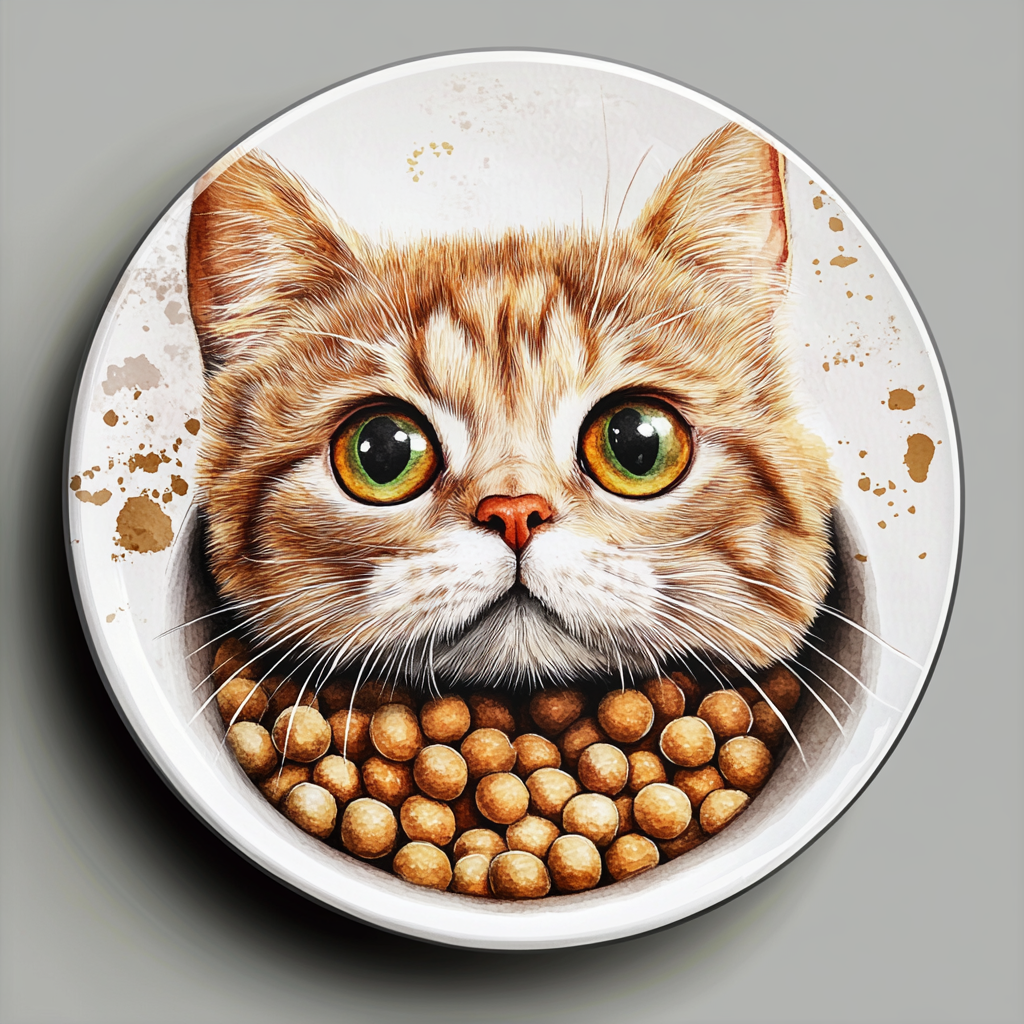 A Beautiful Cat Bowl with Full Food