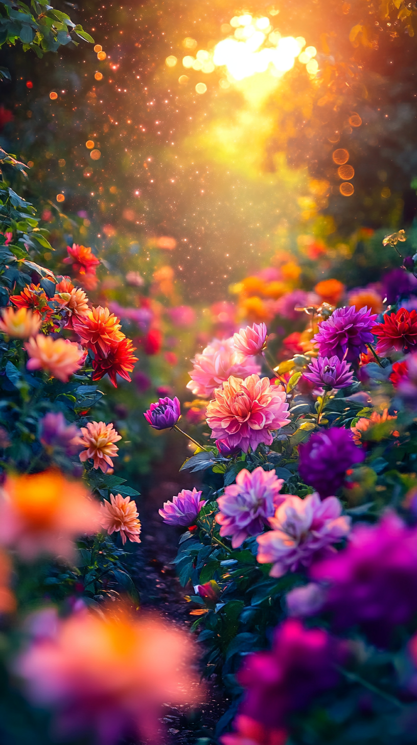 A Beautiful Flower Garden Under Twilight Sky