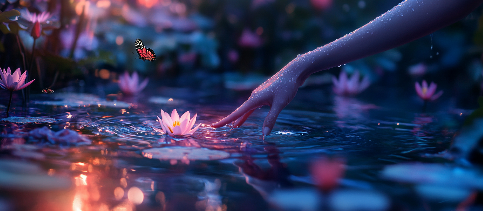 A Beautiful Forest Nymph's Hand in Romantic Night