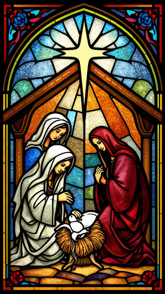 A Beautiful Nativity Artwork Depicting the Birth