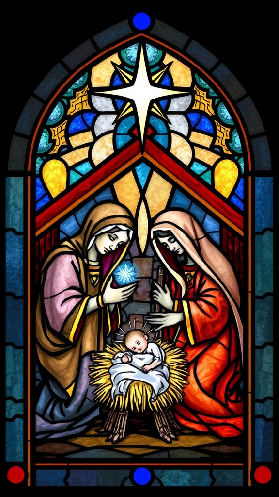 A Beautiful Nativity Stained Glass Artwork