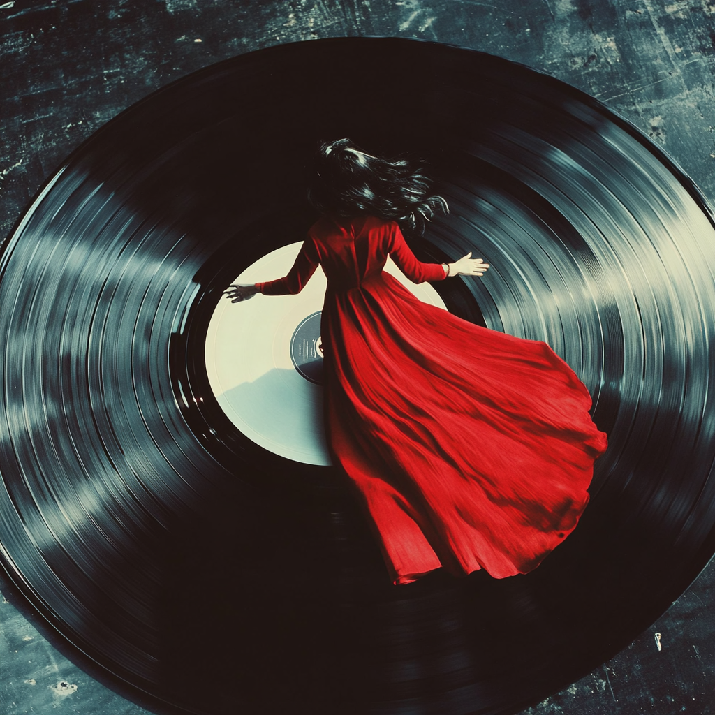 A Beautiful Person Walking on Vinyl Record