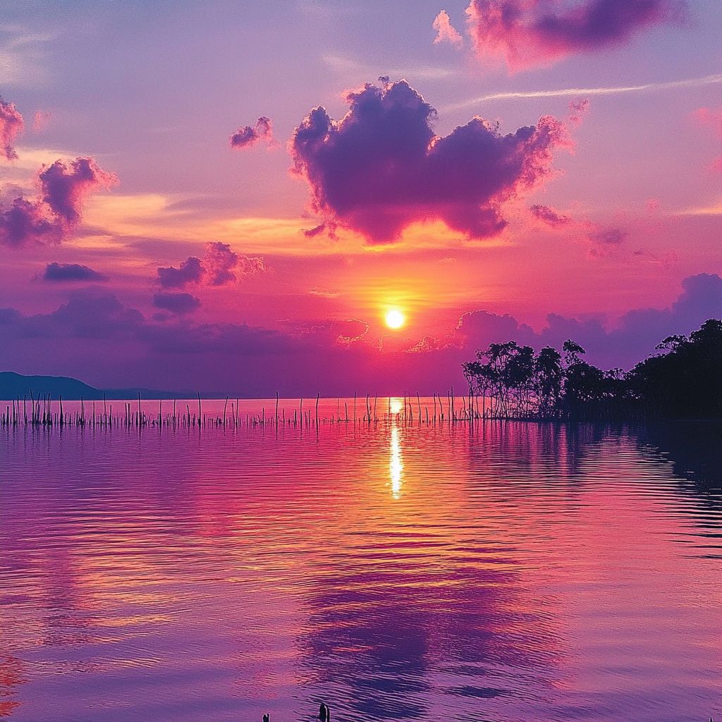 A Beautiful Sunset at Bang Pu, Thailand