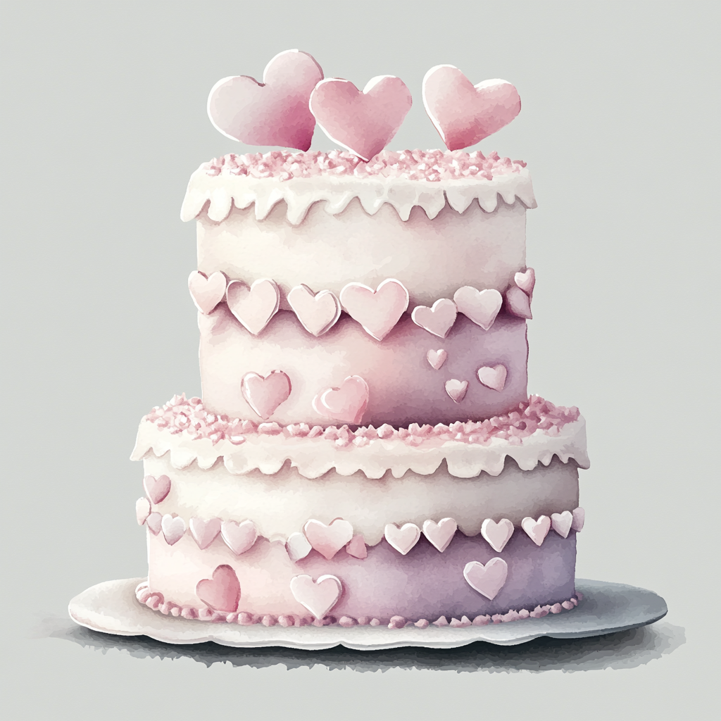 A Beautiful Valentine Cake in Soft Pastels