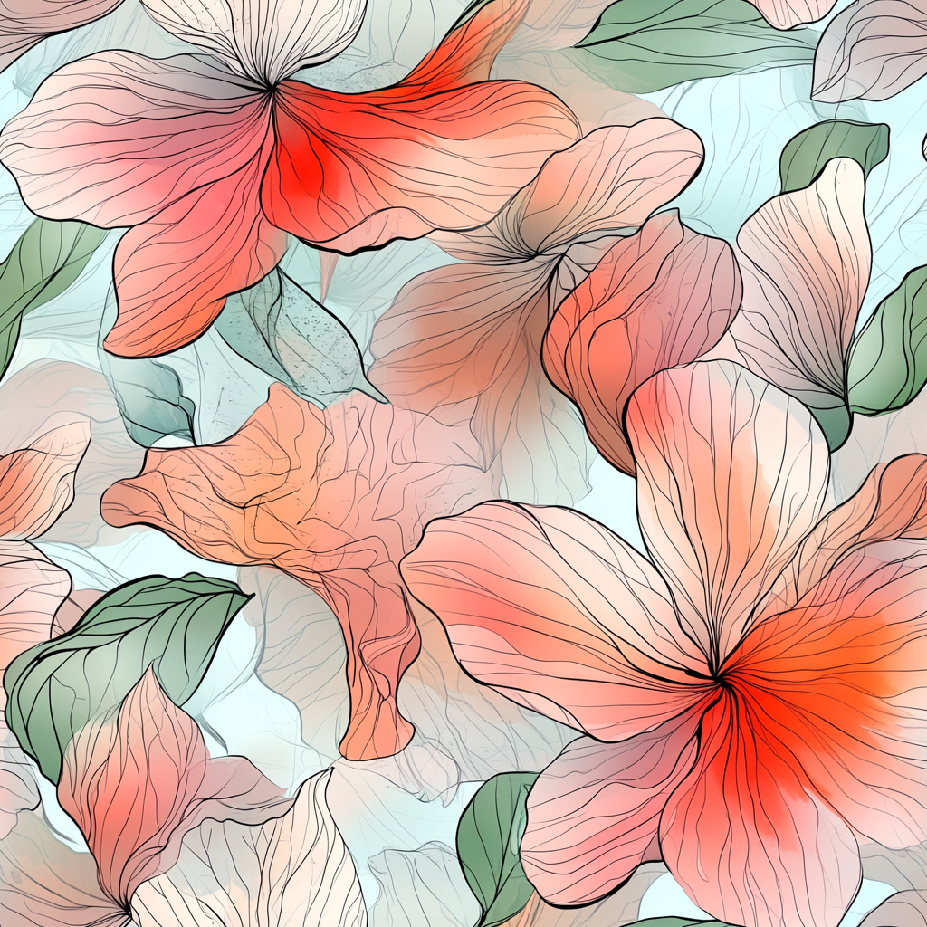 A Beautiful Watercolor Floral Pattern: Azalea and Leaves