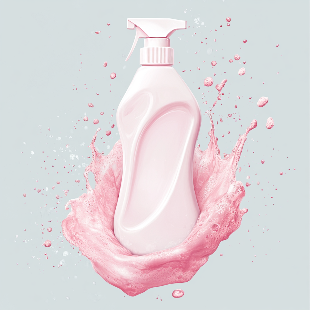 A Beautiful Watercolor Illustration of Pink Cleaning Scene.