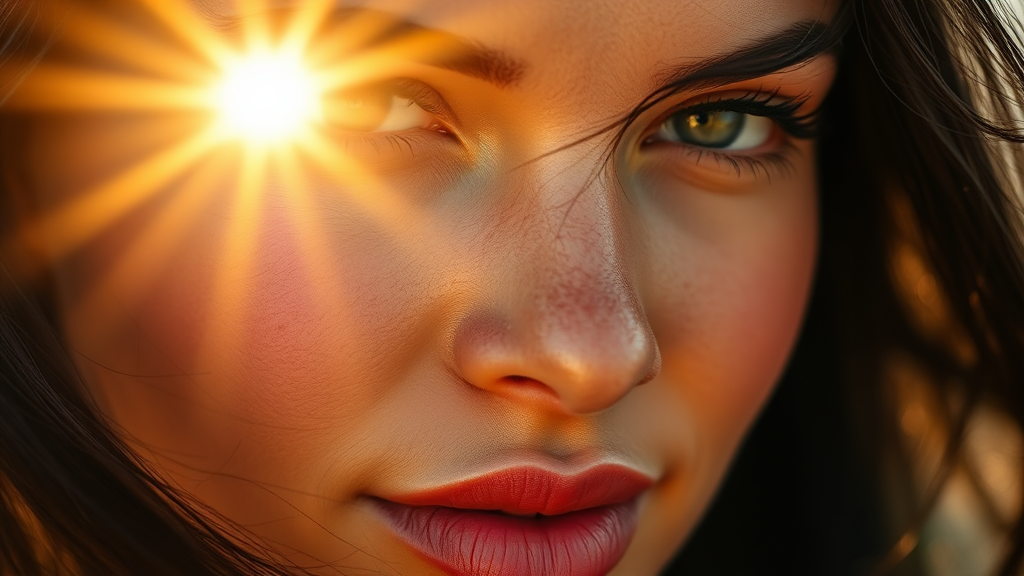 A Beautiful Woman's Face Glowing in Morning Light