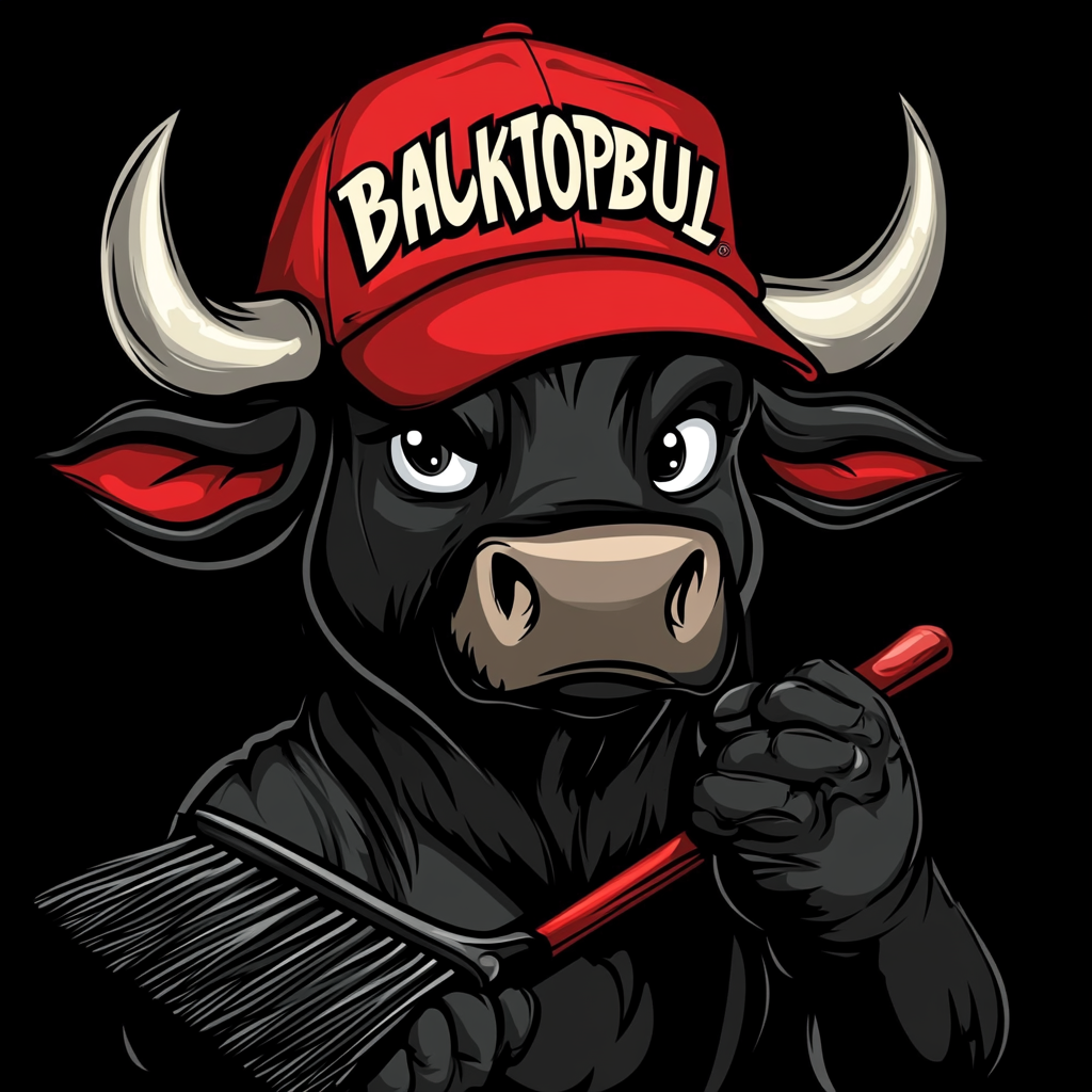 A Black Bull with Red Hat Logo