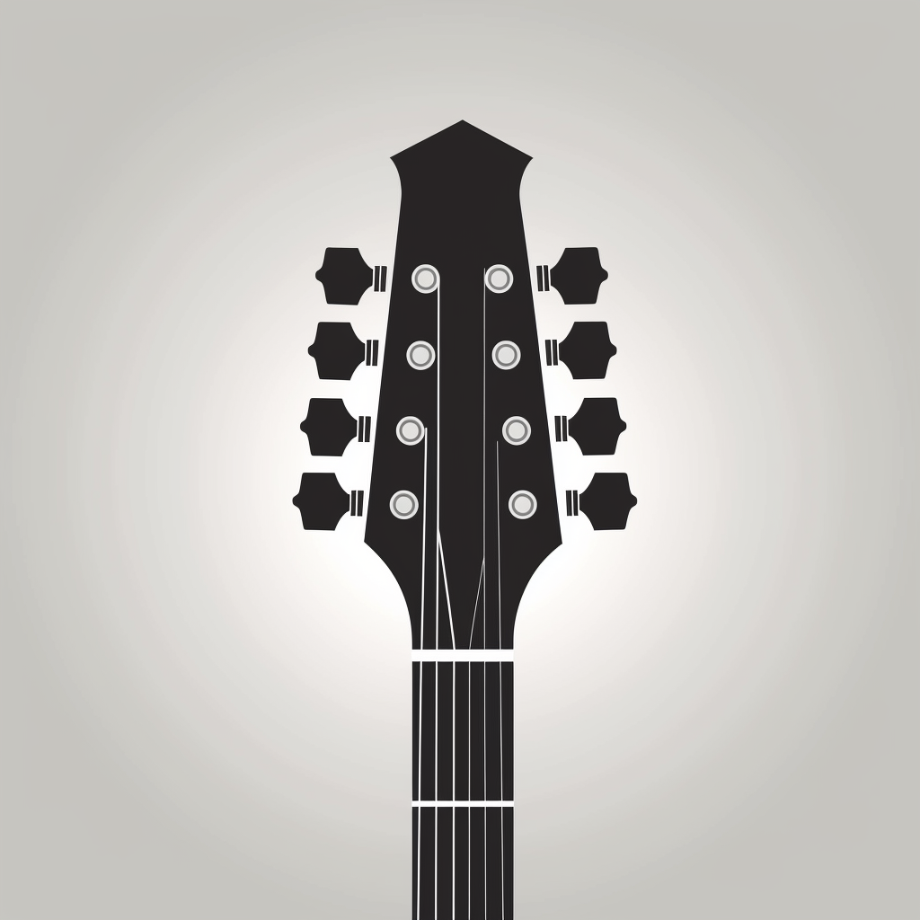 A Black and White Guitar Headstock Logo