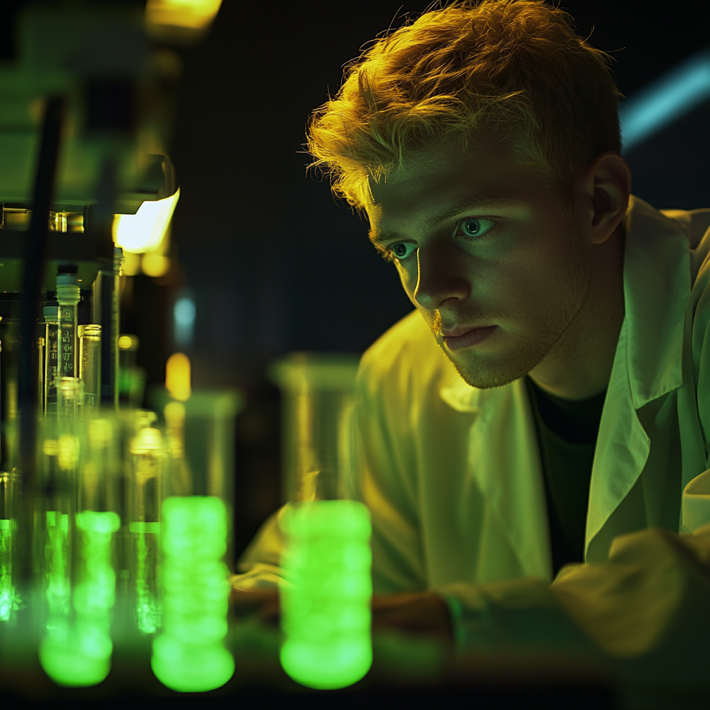 A Blonde Scientist PhD Student in Lab Experiment