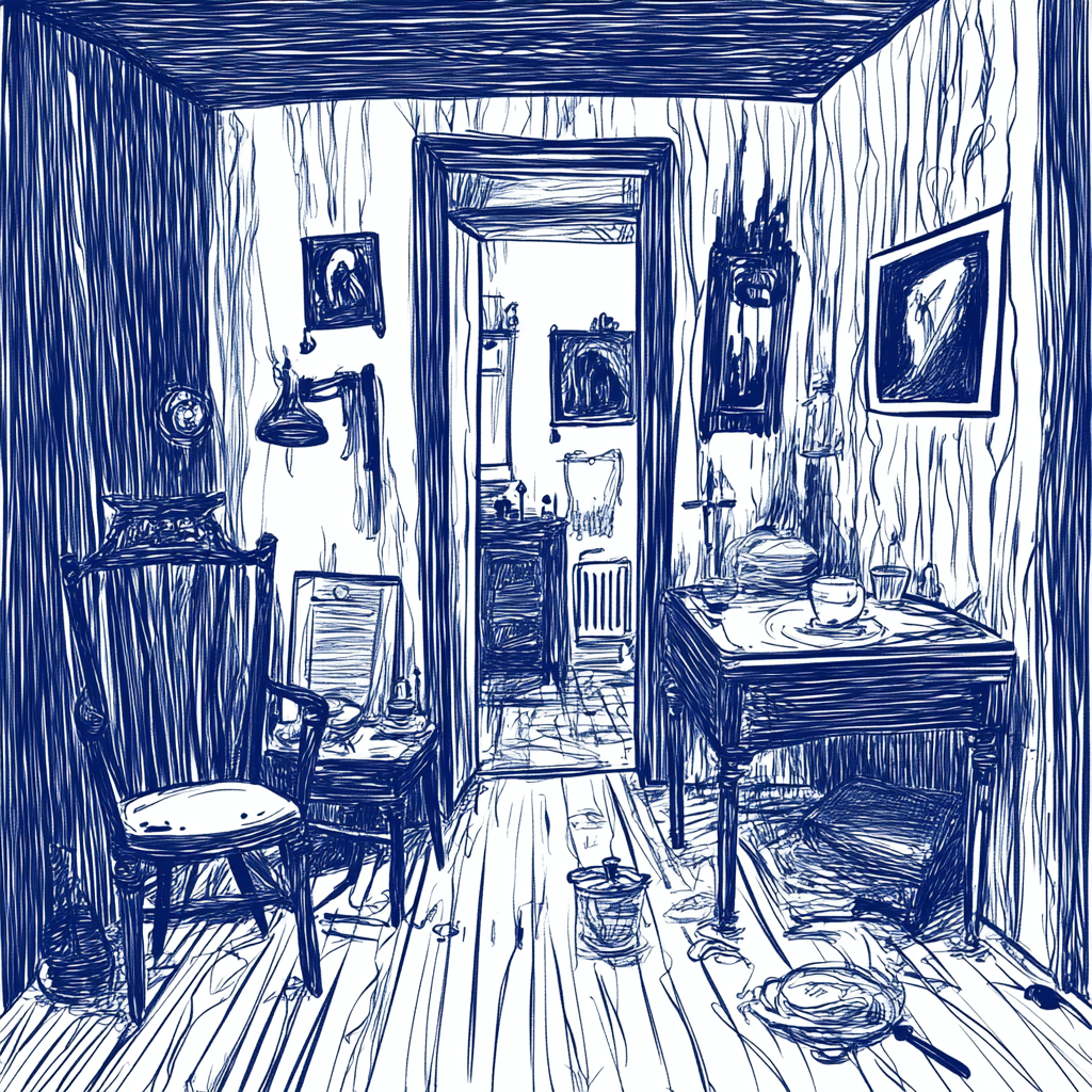 A Bold, Slender Seance Doodle in Blue Black