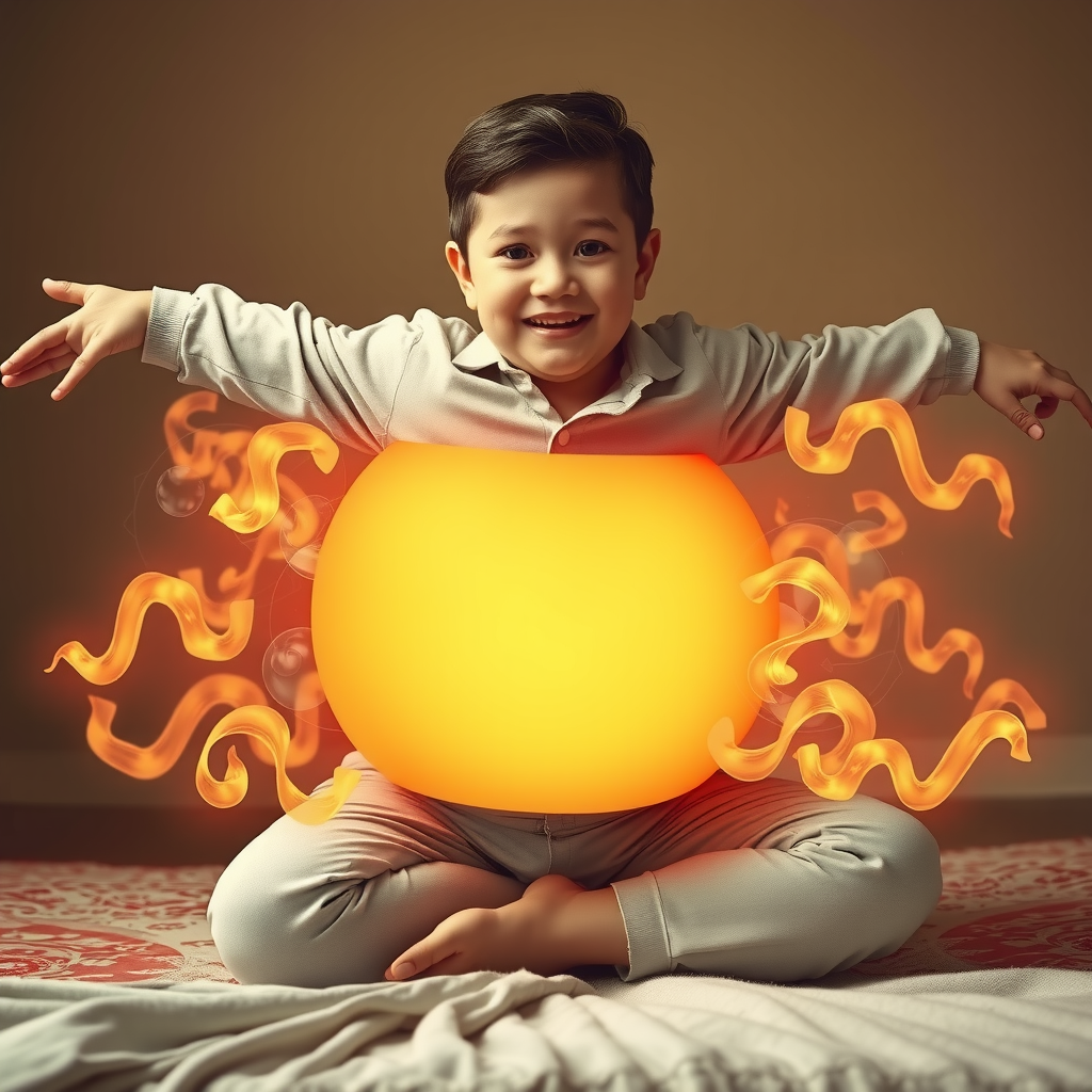 A Boy's Magic Belly Inflation at Night