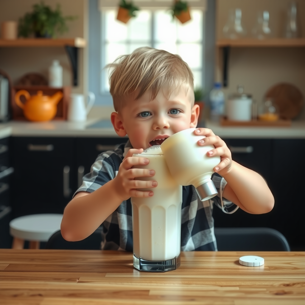 A Boy Drinking Weight Gain Milkshake