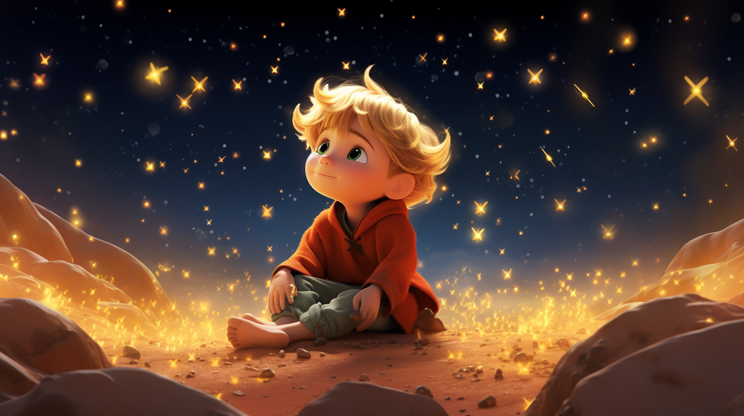 A Boy in Desert with Magic Stars, Wondering