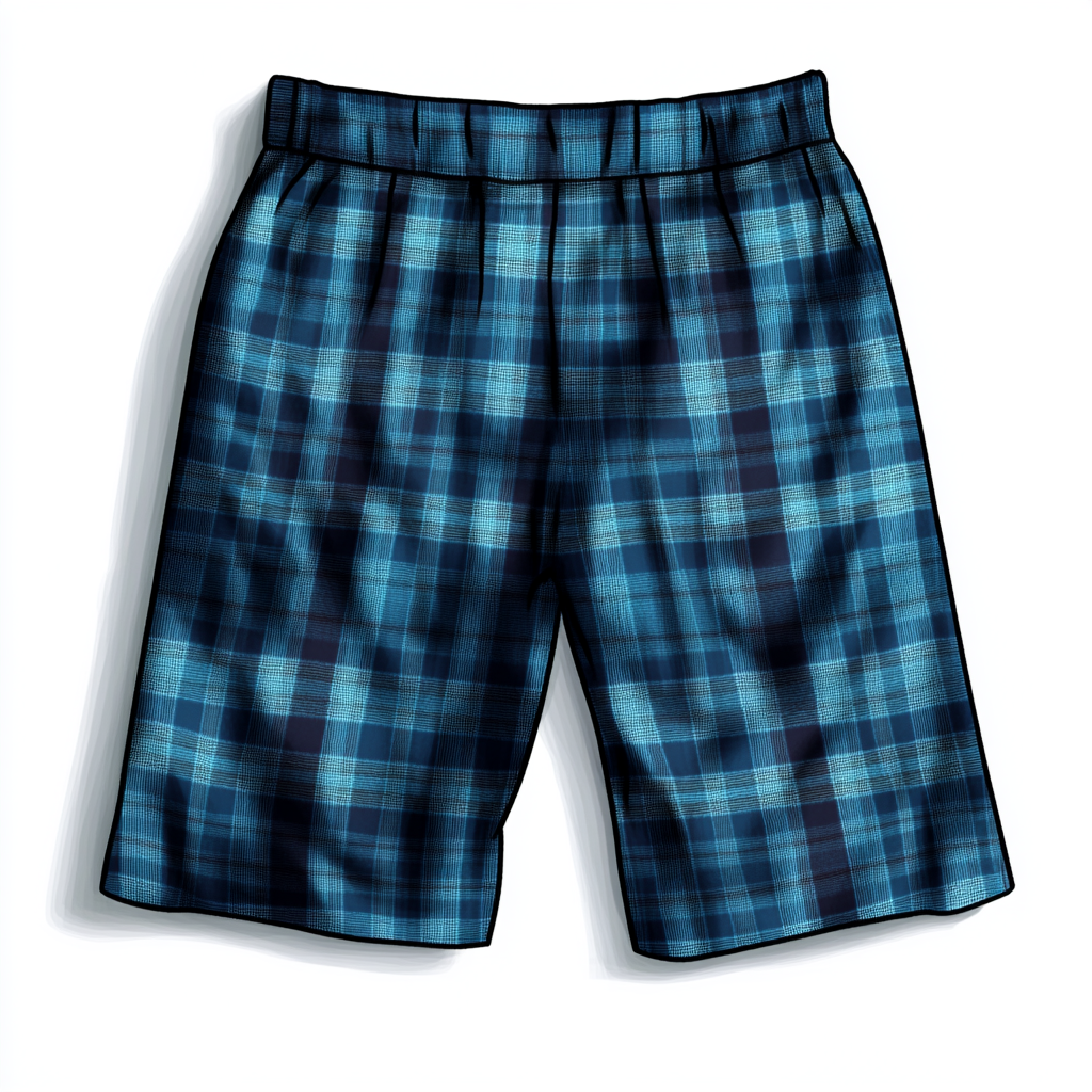 A Brightly Displayed Blue Plaid Girl's Pajama Shorts